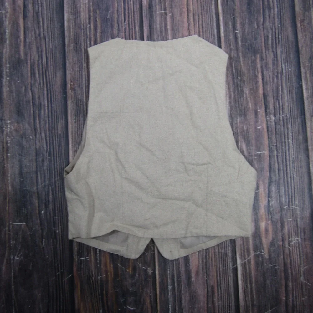 Sun Road Vest Mens S Beige‎ Silk Linen 5-Button Dress Formal Suit Waistcoat